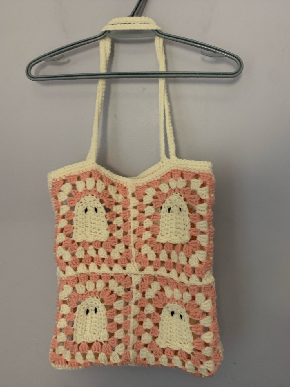 Granny Square Halloween Ghost Handmade Crochet Tote Bag